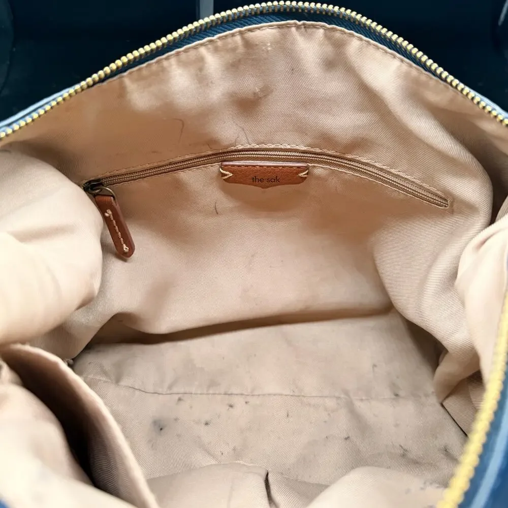 The Sak Alameda Navy Blue Leather Hobo Shoulder Bag Pebbled Leather